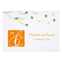 Hochzeit im Herbsts-Monogramm-Einladung (orange)