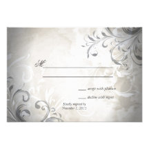 Hochzeit UAWG elegantes Vintages Laub u. Strudel Individuelle Ankündigungskarte