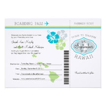 Hochzeits-Boarding-Durchlauf nach Hawaii Einladungen