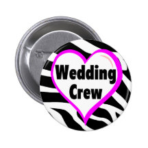 Hochzeits-Crew (Herzzebra-Druck) Anstecknadelbuttons