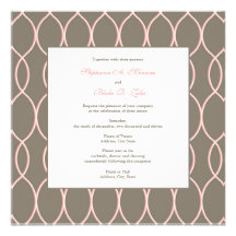 Hochzeits-Einladung - Monogramm-Rosa und Brown