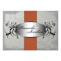Hochzeits-Einladungs-elegante graue Orange gealter