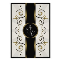 Hochzeits-Einladungs-Goldschwarz-Creme-elegante Sp