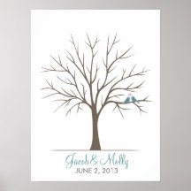 Hochzeits-Fingerabdruck-Baum - klassische Liebe-Vö Plakate