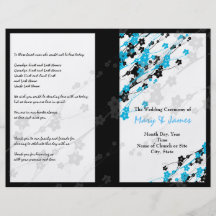 Hochzeits-Programm-japanische Blumen blau Vollfarbige Flyer