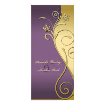 Hochzeits-Programm - nobles Lila u. Gold mit Blume Karten Druck