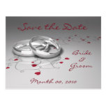 Hochzeits-Ringe und Herz-Save the Date Postkarten