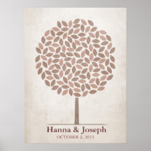 Hochzeits-Unterzeichnungs-Baum - rustikaler Fall Posterdruck