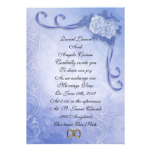 Hochzeitseinladung Blau-Rosen