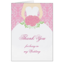 Hochzeitskleid, Damast, die Wedding Blumen danken  Grußkarte