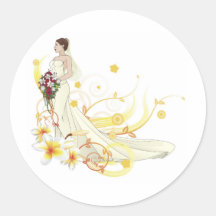Hochzeitskleiderblumenhintergrund der Braut schöne Runder Sticker