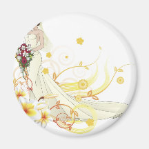 Hochzeitskleiderblumenhintergrund der Braut schöne Kühlschrankmagnete