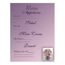 Hochzeitsmenükarte Postkarte