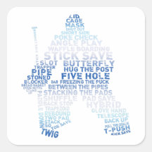 Hockey-Tormann-Text Quadrataufkleber