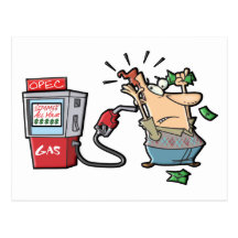 Hohe Gaspreis-Cartoon-Charaktere Postkarte