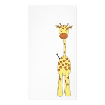 Hohe niedliche Giraffe. Cartoon-Tier Photokarte