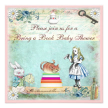 Holen Sie ein Buch Alice u. Cheshire-Katzen-Babypa Individuelle Einladung