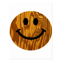Hölzerner smiley postkarte