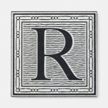 Holzschnitt Woodblock Initiale der Holztype-"R" Magnets