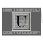 Holzschnitt Woodblock Initiale der Holztype-"U" Karten