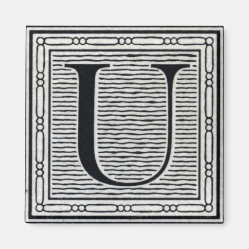 Holzschnitt Woodblock Initiale der Holztype-"U" Magnets
