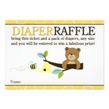 Honig-Bärn-und Bienen-Duschen-Windelraffle-Karte Einladungskarte