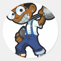 HoodNerd Maskottchen-Orange Runder Aufkleber