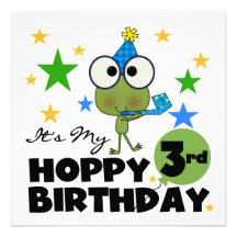 Hopfenreicher Frosch-3. Geburtstags-T-Shirts und G Einladungskarte