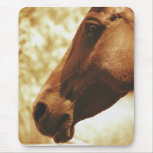 Horse Head in Warm Tones animal photo portrait Mouse Pads