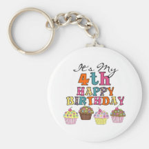 Hübsche Kuchen-4. Geburtstags-T-Shirts und Geschen Schlüsselbänder