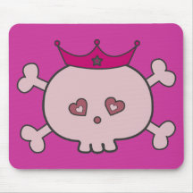Hübsche rosa Cartoon-Schädel-Prinzessin Mousepads