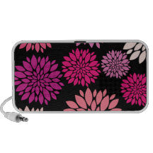 Hübsche rosa und lila Blumen auf Schwarzem Mobile Lautsprecher