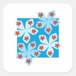 Hübscher Blumenentwurf, Blau, Rot und Weiß Sticker