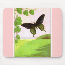 Hübscher grüner Vintager Schmetterling Mousepad