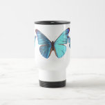 Hübscher schillernder blauer Schmetterling Kaffee Haferl