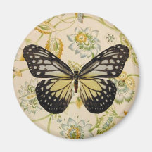 Hübscher Schmetterling auf Jacobean Blumen Magnete