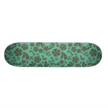 Hübsches Aqua-Blumenblatt-Damast-Tapeten-Muster Skateboardbretter