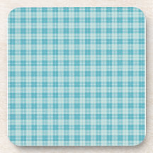 Hübsches blaues kariertes cocktail untersetzer