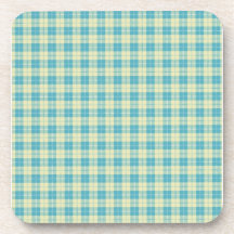 Hübsches blaues und gelbes Pastellkariertes Getränk Untersetzer