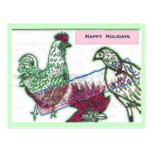 Huhn-Freude-Weihnachtspostkarte - besonders angefe