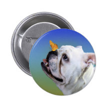 Hund und Schmetterling Anstecknadelbuttons