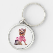 Hündchen Yorkshires Terrier in rosa Keychain Schlüsselband