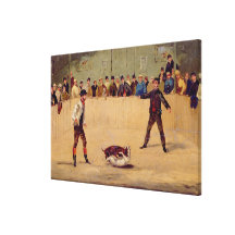 HundeFighting (Öl auf Papier) Gespannte Galeriedrucke
