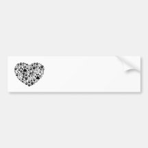 Hundetatzen-HinterPawprints Herz-Weiß, schwarz Autosticker