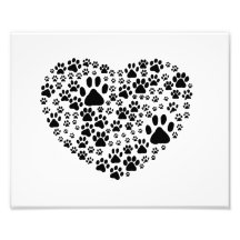 Hundetatzen-HinterPawprints Herz-Weiß, schwarz Photographien