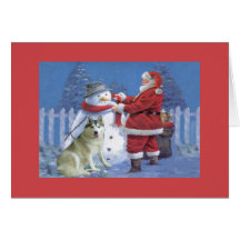 Husky-Weihnachtskarten-Sankt-Schneemann
