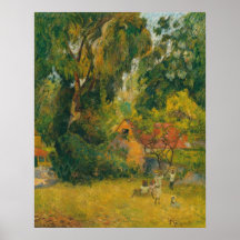 Hütten unter den Bäumen durch Paul Gauguin Plakatdruck