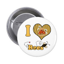 I Bienen des Herz-(Liebe) mit Bienenstock Buttons