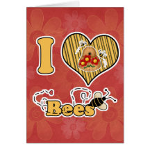 I Bienen des Herz-(Liebe) mit Bienenstock Karten