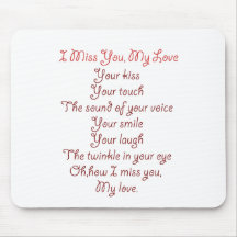 I Fräulein You, mein Liebe-Gedicht-Rot auf Rot Mousepad